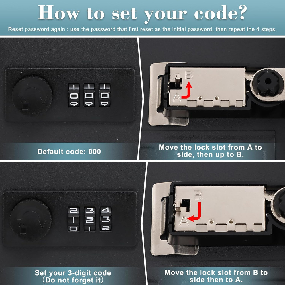 20 Key Storage Lock Box with Code, Key Cabinet Organizer Wall Mount with Combina