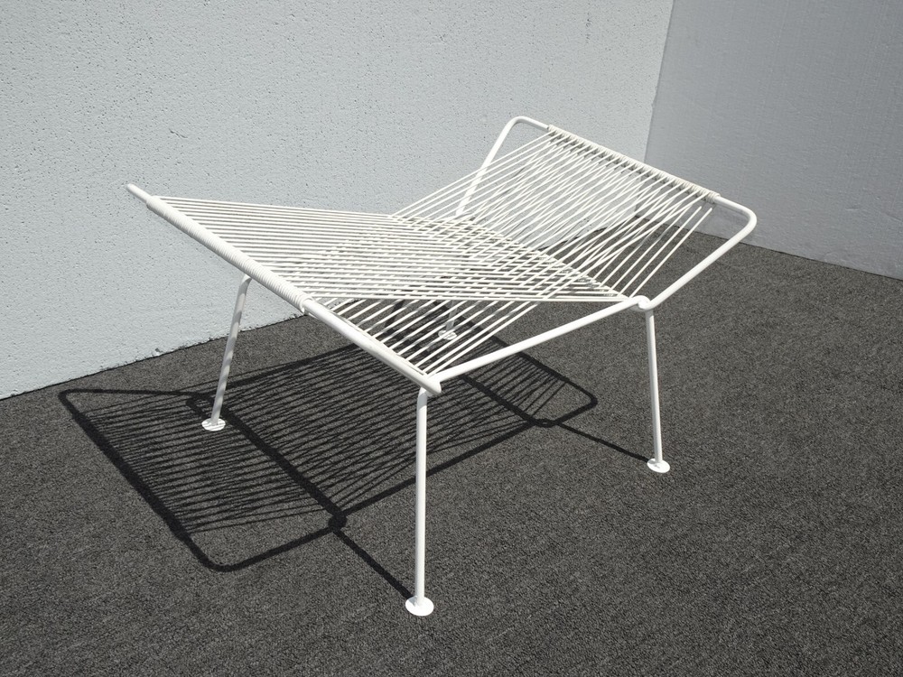 Vintage Mid Century Modern White Rubber Webbed Bench