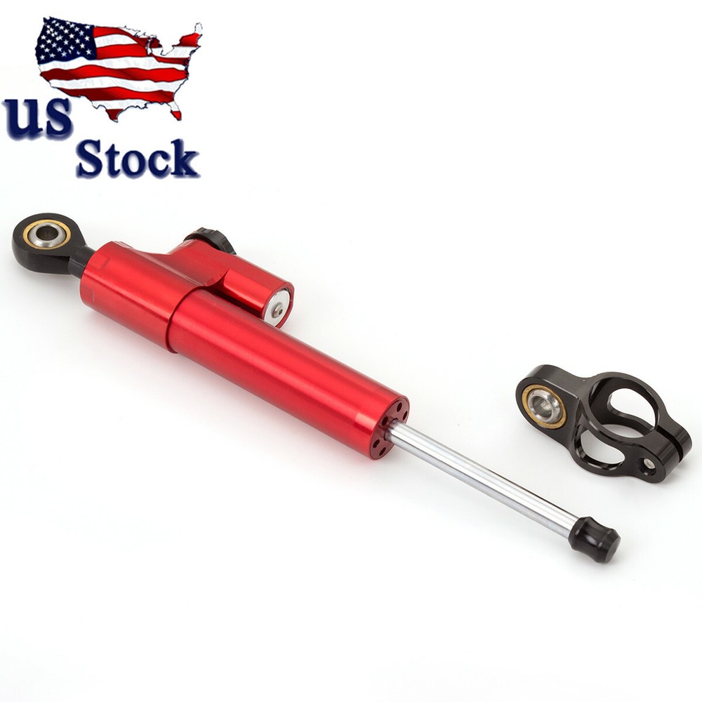 CNC Red US Steering Damper Motorcycle Stabilizer Linear Reversed Safety Control