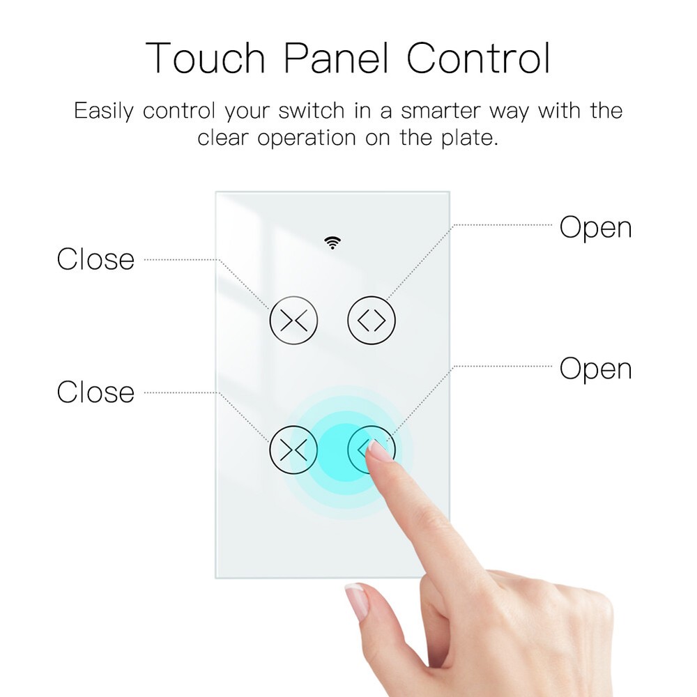 MOES 2Gang WiFi RF Smart Curtain Switch Roller Blinds Shutter Timer Alexa Google