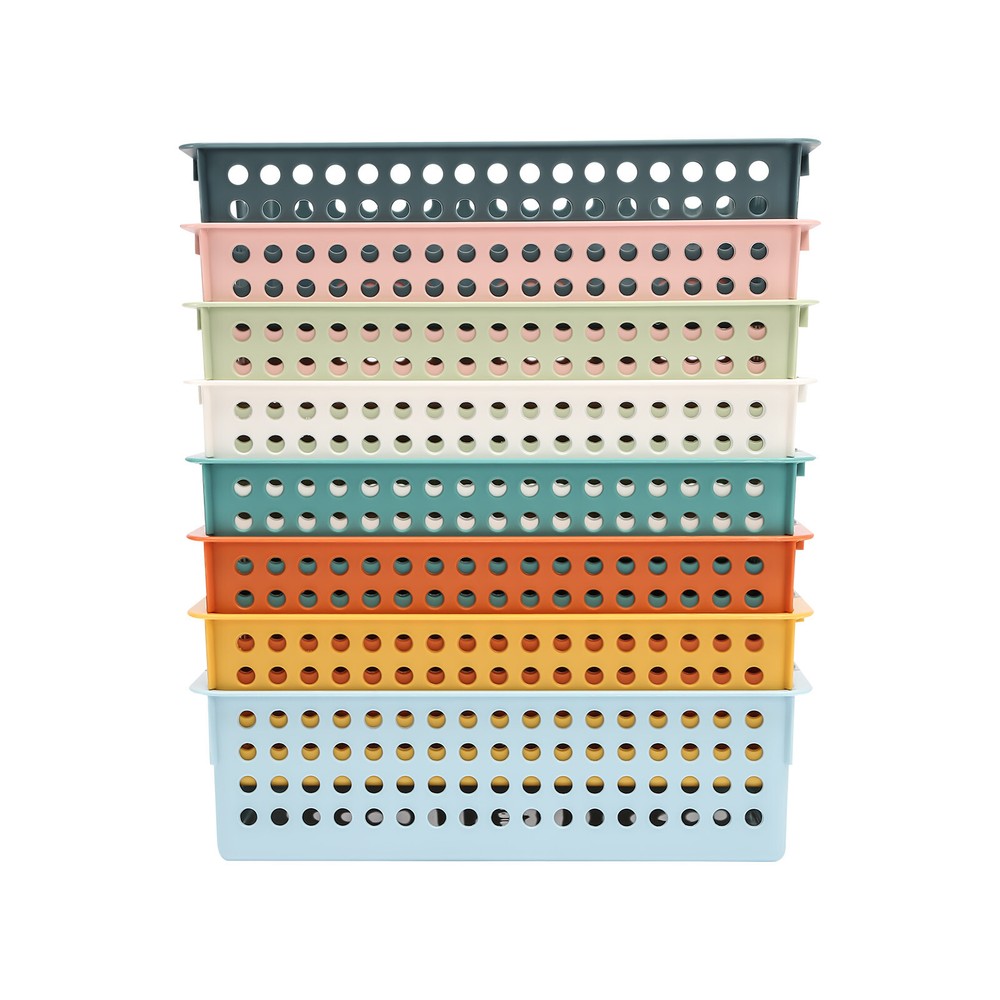 24 Pack Rectangular Classroom Baskets Colorful Organizer Storage Bin Book Baske