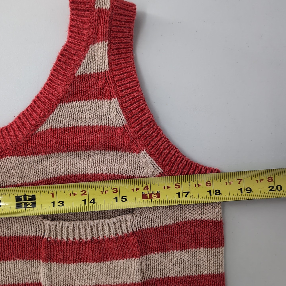 VNTG Headliners Button Up Nautical Stripe Sweater Vest Crop Medium Ribbed Bottom