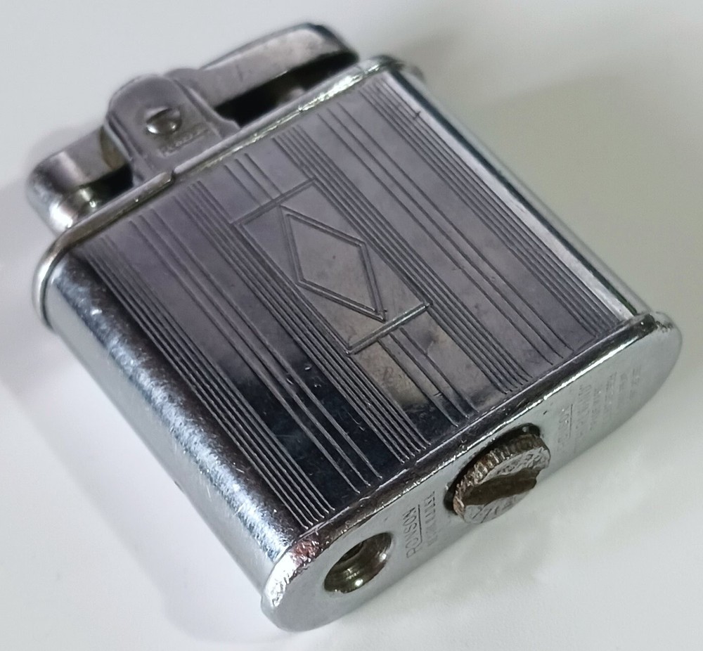 Vintage Silver-tone Ronson Whirlwind Lighter w/ Open Monogram Spot