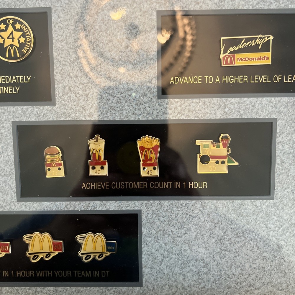 25”x13” Framed McDonald’s Recognition Program Display Pin Set With 25 Pins