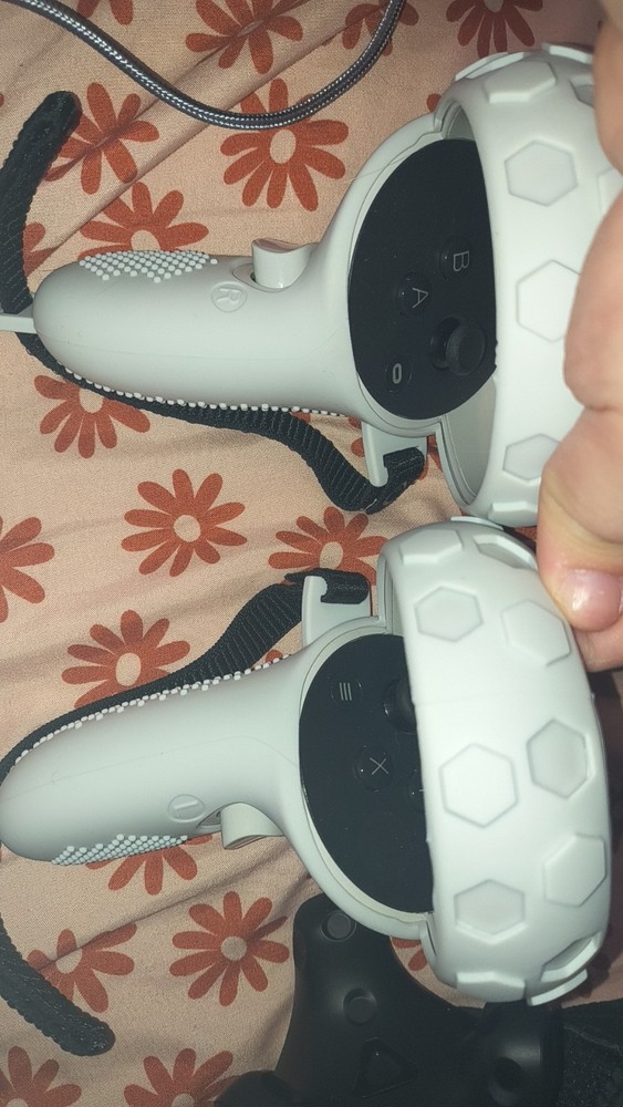Meta Oculus Quest 2 VR Headset Controllers With Rubber Grips