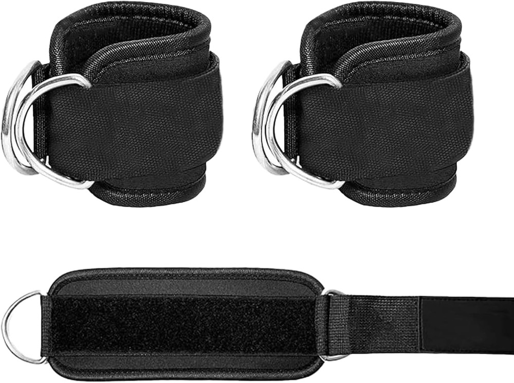 2Pcs Wrist Cuffs Lifting Straps D Ring Adjustable Gym Cable Machine Weight Strap