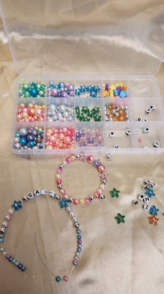 Personalized Kids DIY Stretchy Bracelet Kit - Craft Kit, Activity Box, Gift