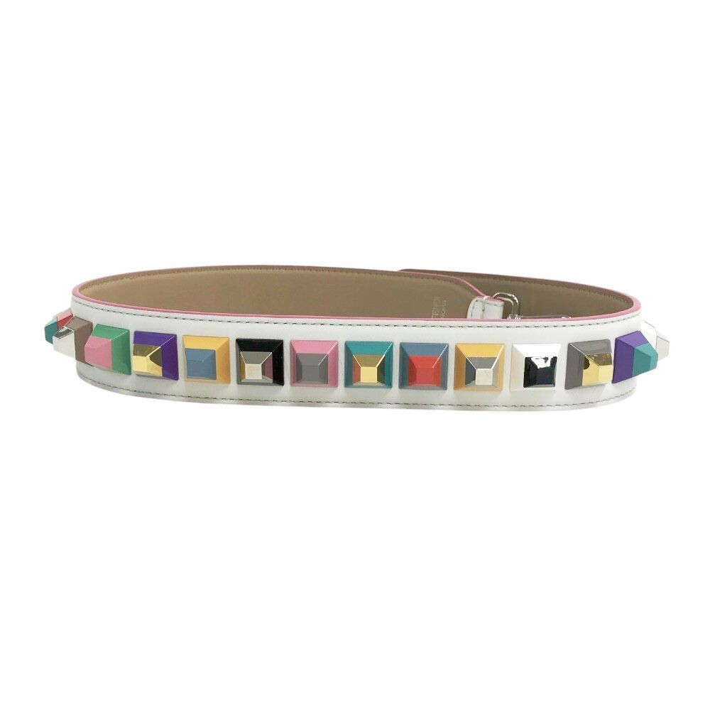 FENDI Shoulder Strap Leather Studs 8AV077 Multicolor w/ Storage Bag