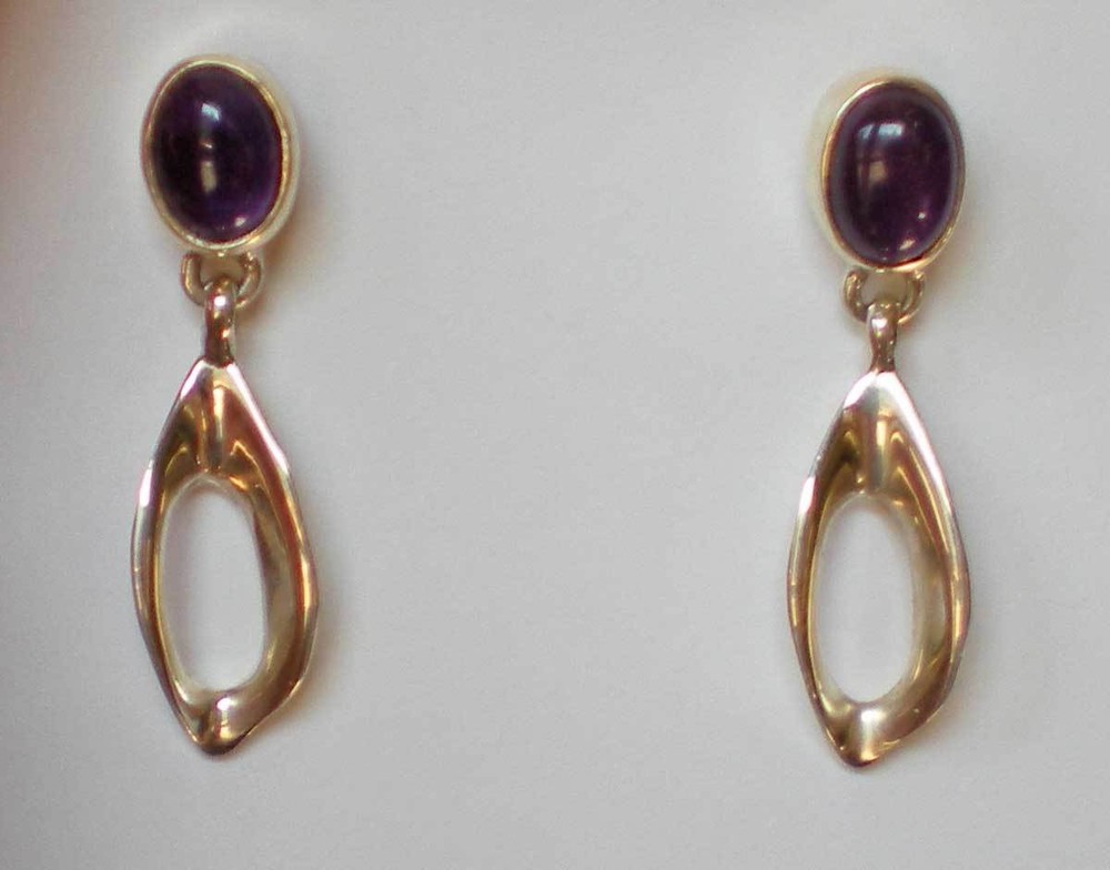 Amethyst Earrings - Sterling Silver j350