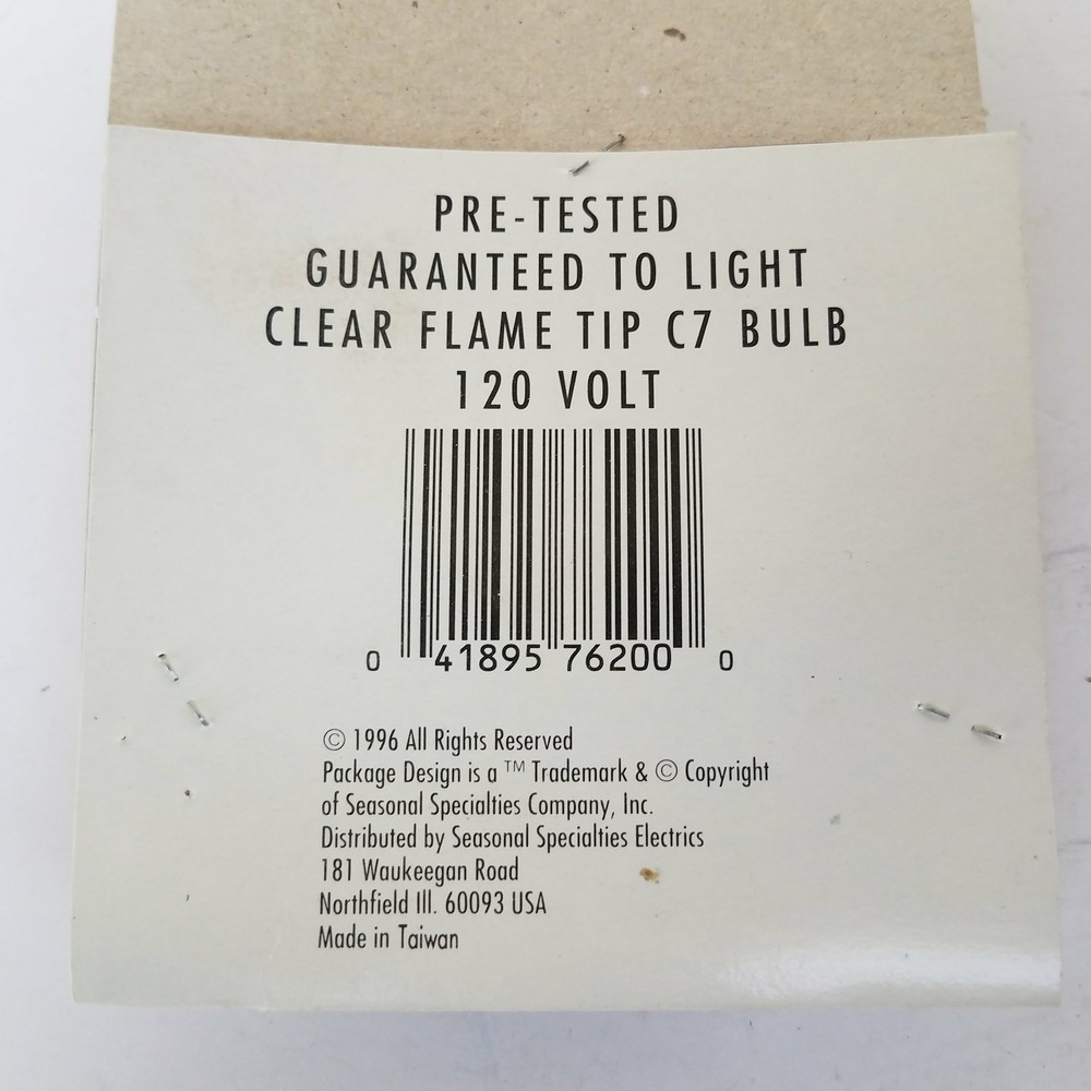 3-Pieces Replacement Bulbs C7 Clear Flame Tip 041895762000