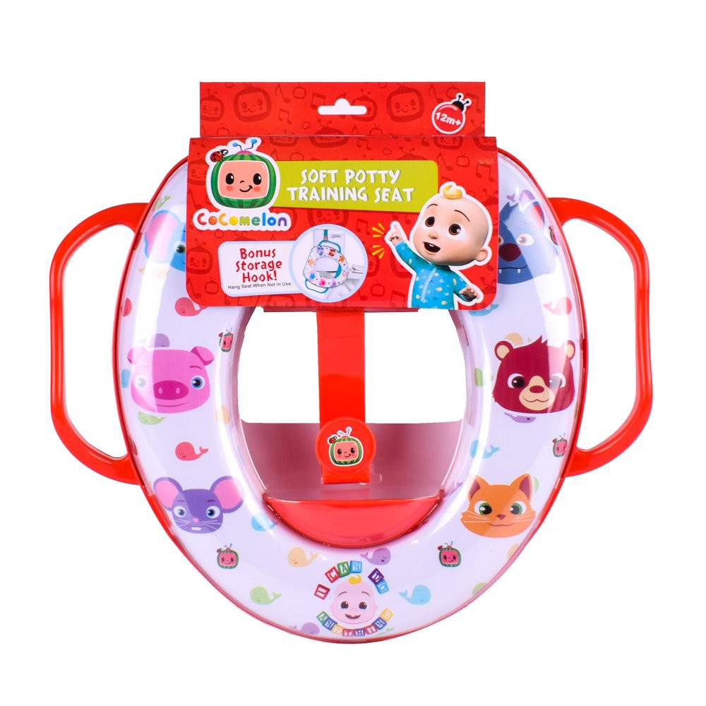 Cocomelon Red Soft Potty Training Seat, Includes Bonus Storage Hook, Unisex