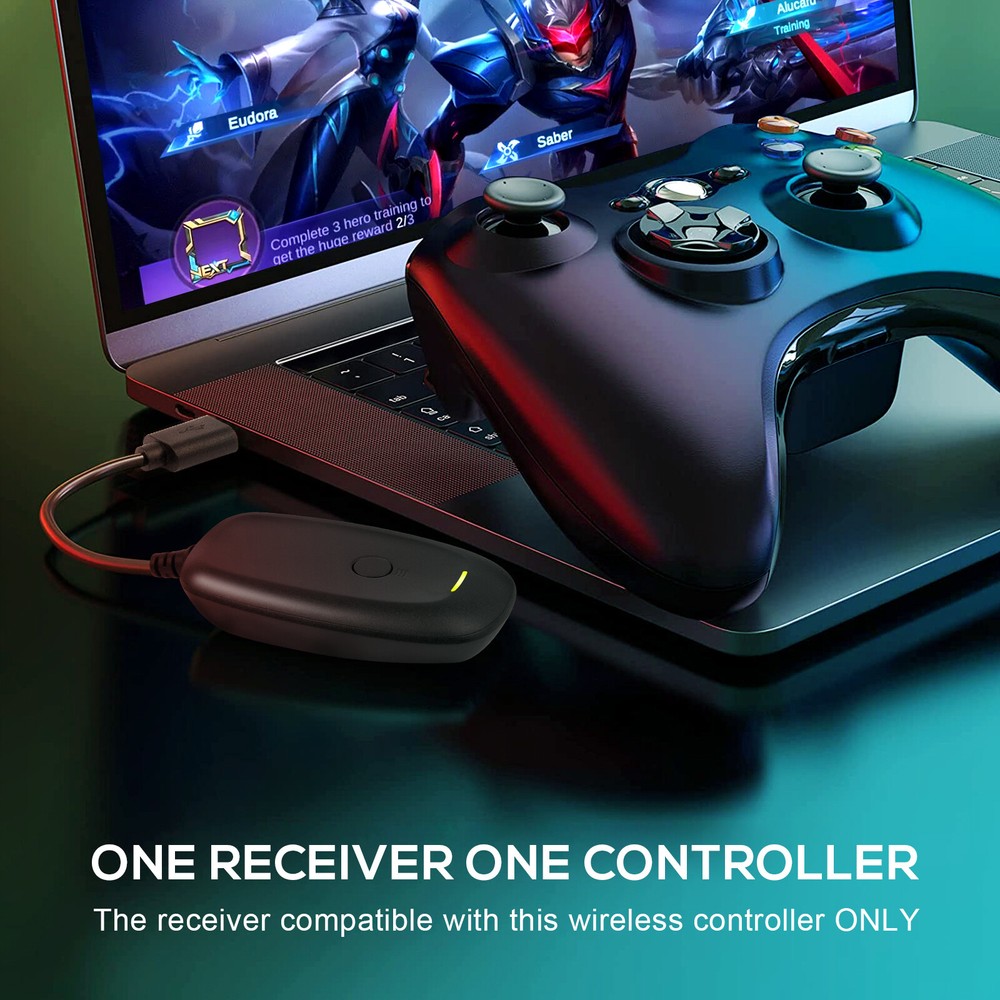 Wireless Wired Controller Gamepad for Microsoft XBOX 360 PC WIN & Battery Pack