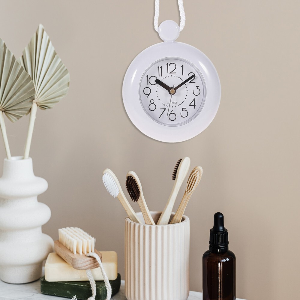 Bathroom Waterproof Wall Clock Digital Hanging Rope Rustic Decor Clocks