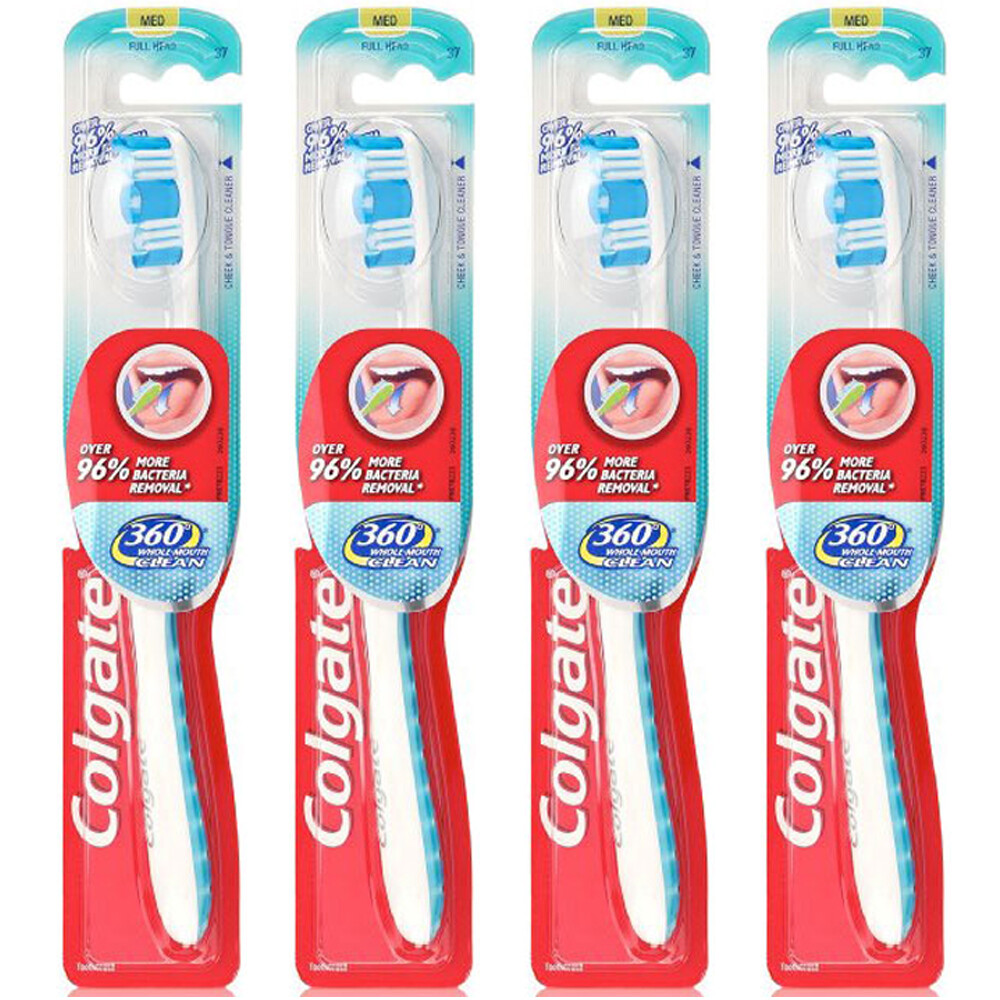 Pack of (4) New Colgate 360 Full Head Toothbrush, Medium