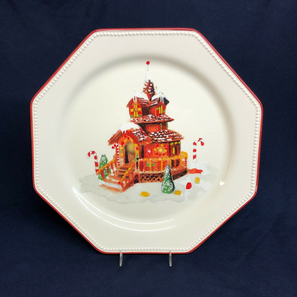 Williams Sonoma "Gingerbread House" Serving Plate Platter Octagonal 14"