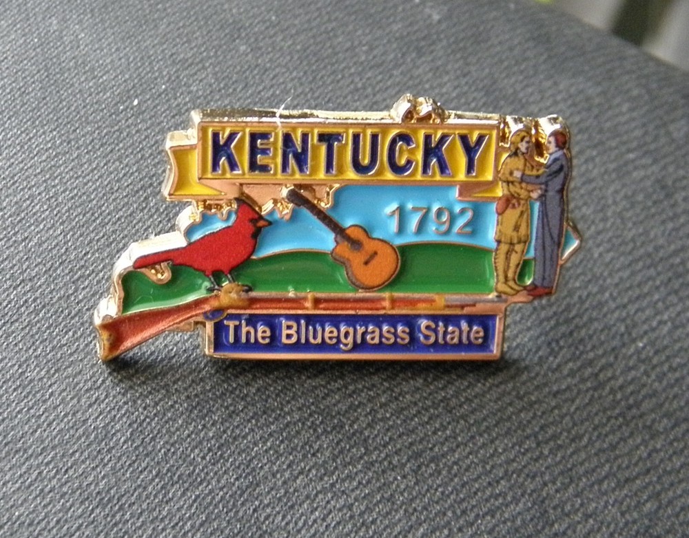 KENTUCKY BLUE GRASS STATE FLAG MAP LAPEL PIN BADGE 1 INCH