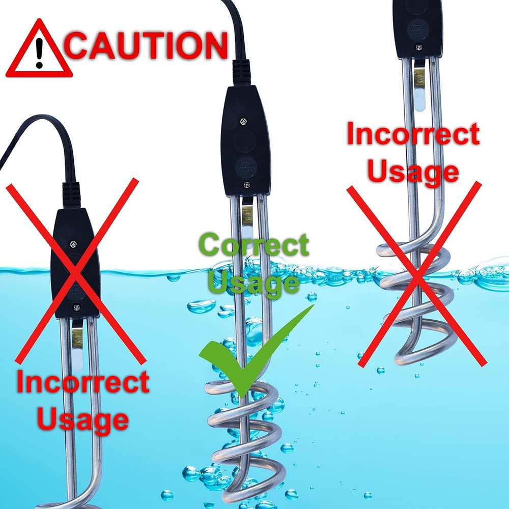 2 - 1000W Immersion Water Heater Portable Electric Submersible 13.5 Inch Boiler