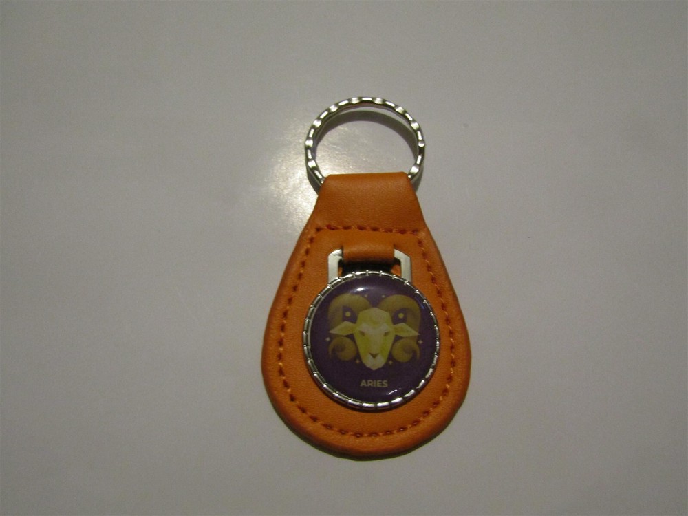 ARIES ASTROLOGY ASTROLOGICAL SIGN LEATHER KEYCHAIN PUMPKIN