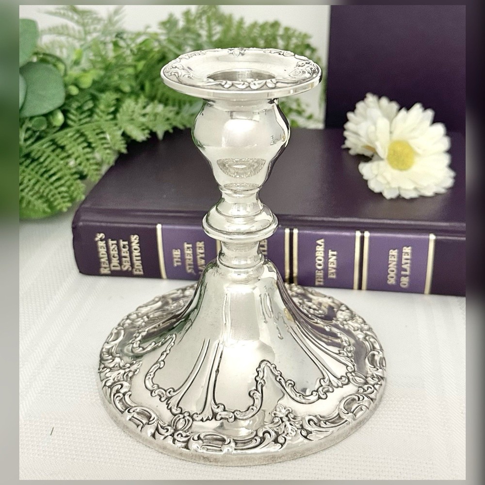 Sterling Silver Chantilly Gorham Candle Holder Vintage Console Candlestick - 1