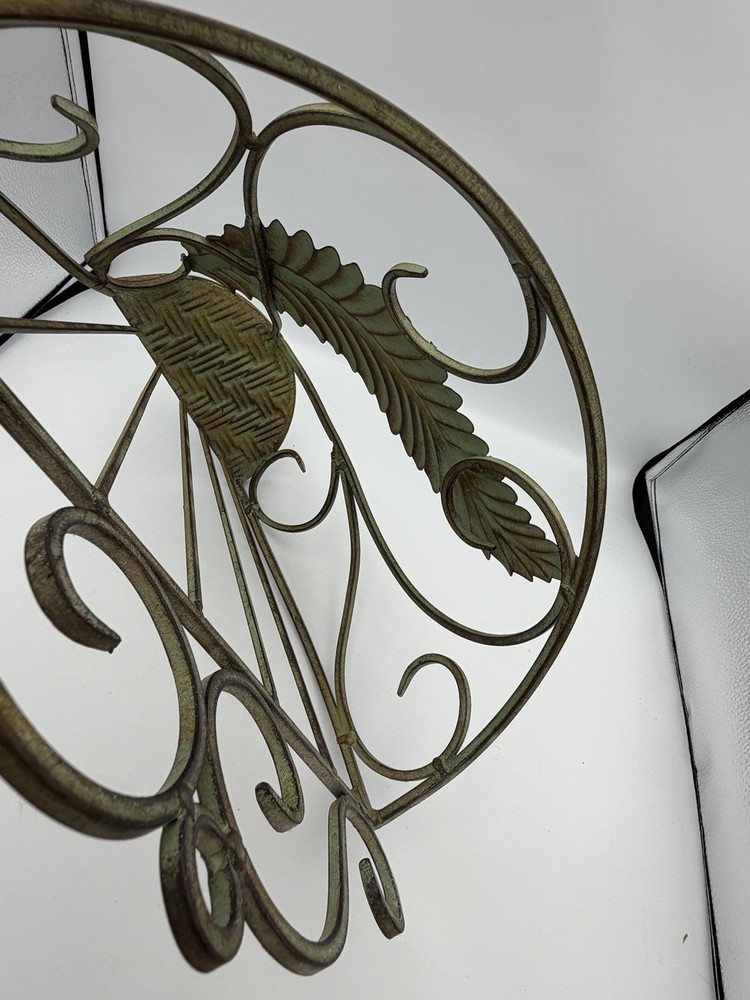 Green Metal Scroll Leaf Planters, Towel Holder