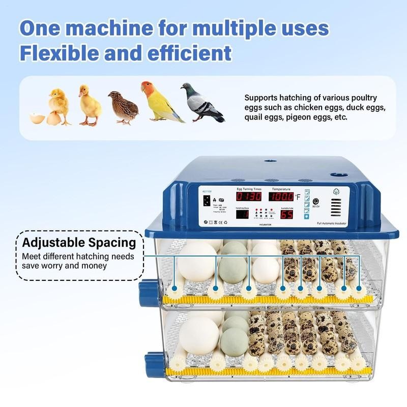 Automatic 120 Eggs Incubator Temperature Control Digital Chicken Egg Hatcher New
