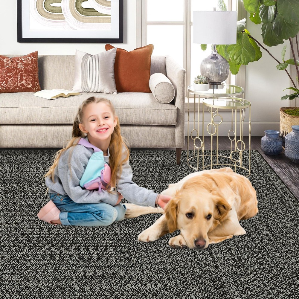 ROYHOME Washable Area Rug - 5x7 Print 5' x 7' (Rectangular), Grey/Brown