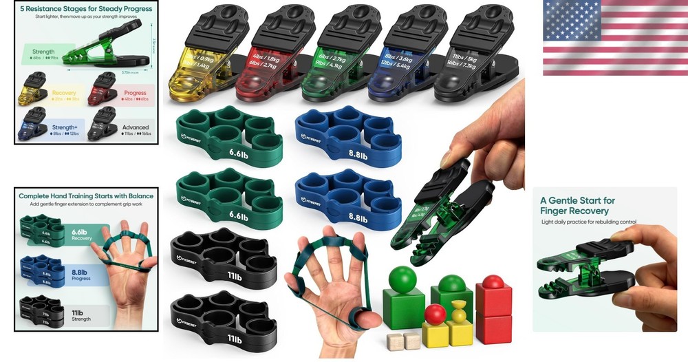 Complete Finger Exerciser Set for Hand Therapy - Grip Strength & Dexterity Tools