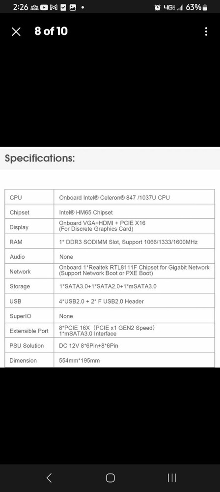 Crypto Mining Motherboard CPU Group 8 Video Card Slots BTC-D37