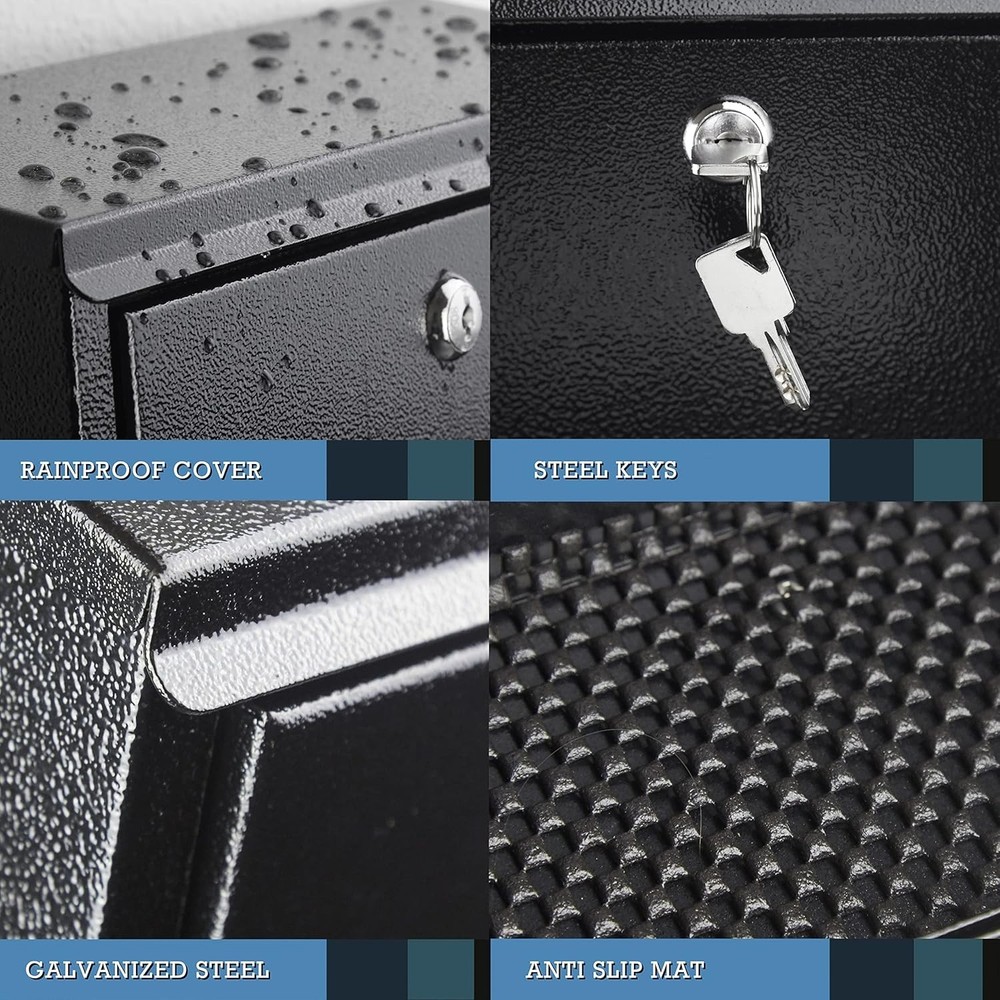 Wall Mount Locking Mailbox with Newspaper Holder, Rainproof Galvanized Mail Box