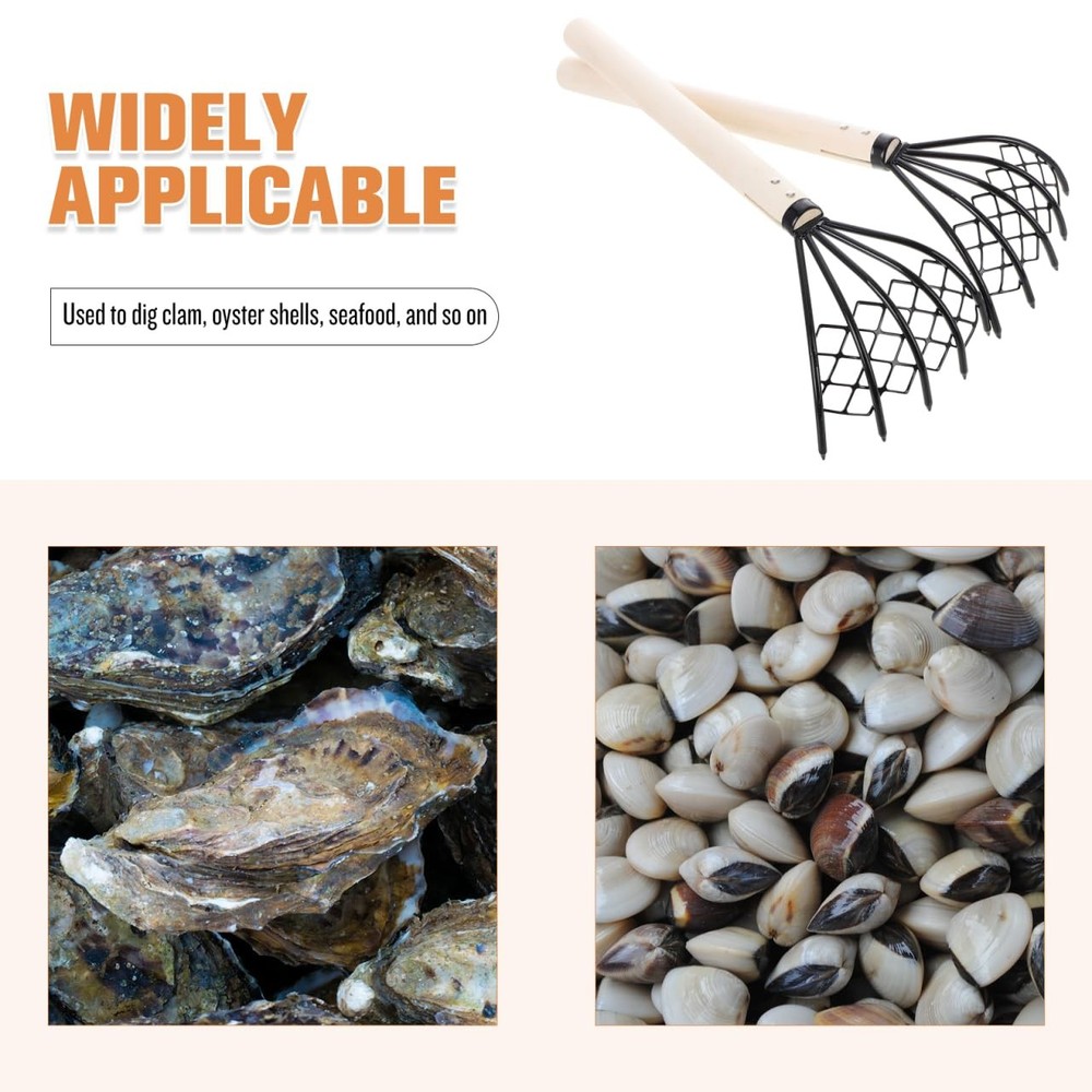 Beach Rake With Mesh Net Tine Claw Rake Shell Oyster Seafood Digging 2 PCS