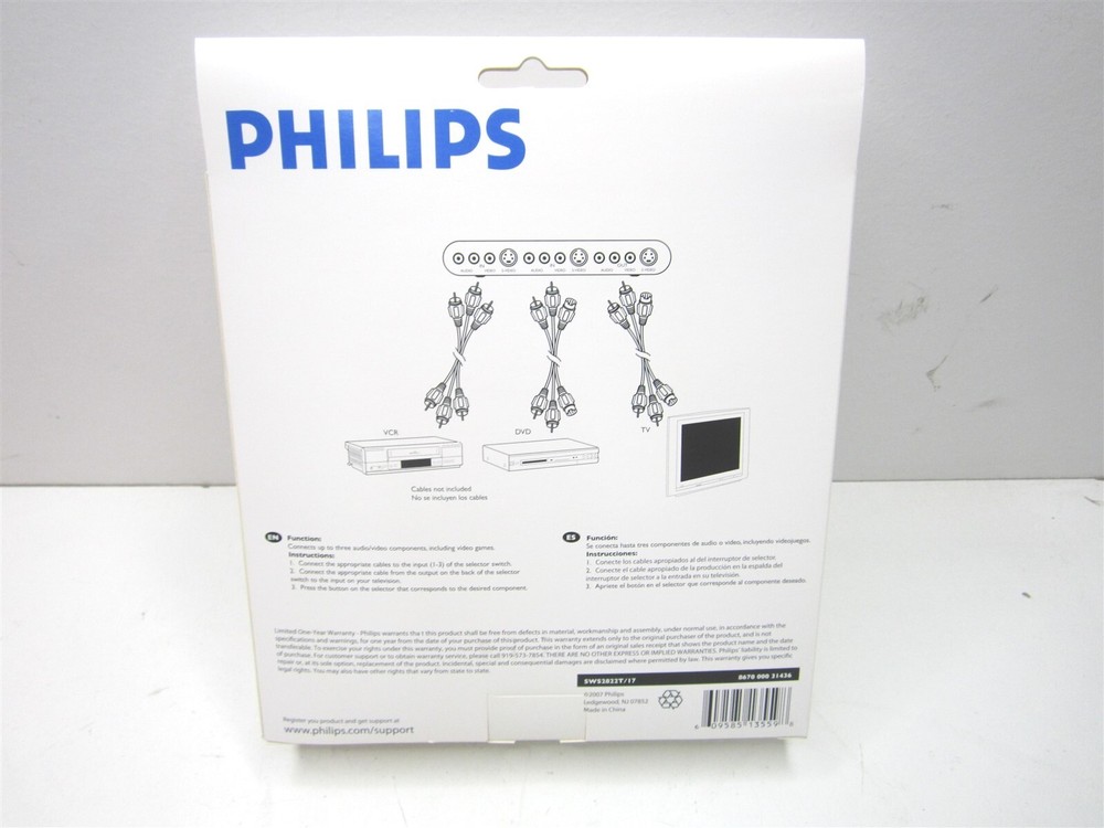 Philips (SWS2822T) Manual Three-Way Splitter Switch