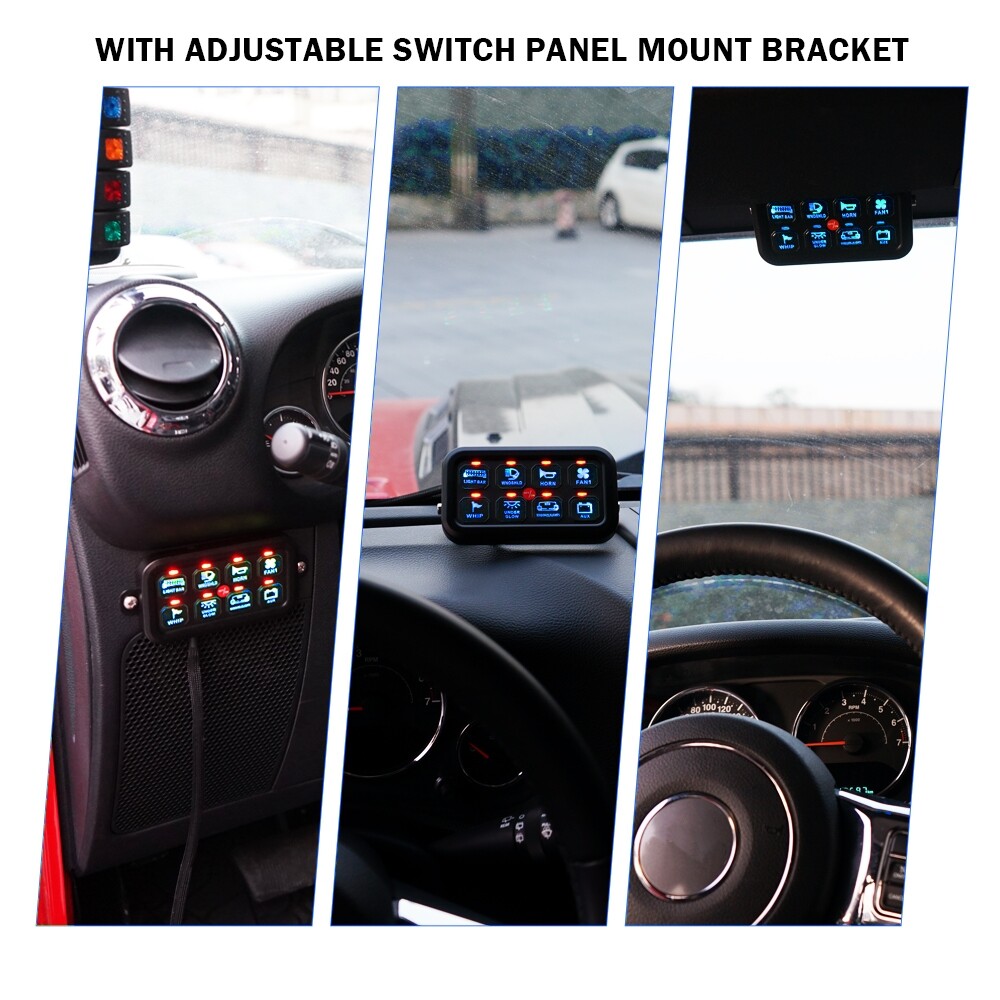 AUXBEAM 8 Gang Switch Panel On-Off LED Light Circuit Control (Blue Back light)