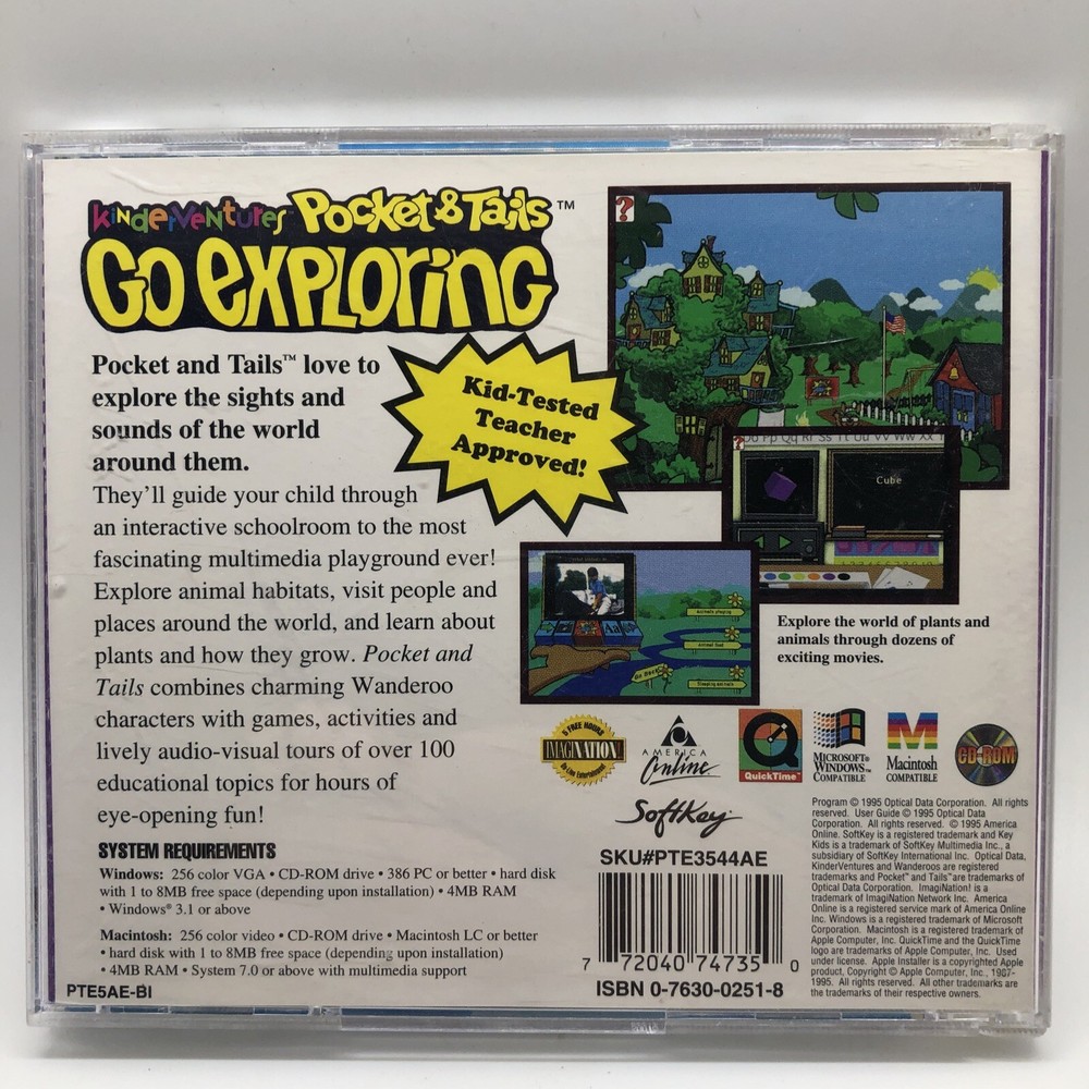 Kinderventures: Pocket & Tails Go Exploring (CD-ROM, 1995, SoftKey)