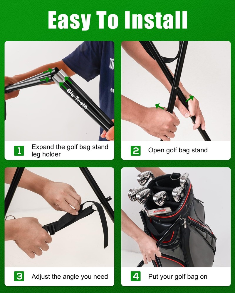 Lightweight Attachable Golf Bag Stand Portable Foldable Accessory Legs