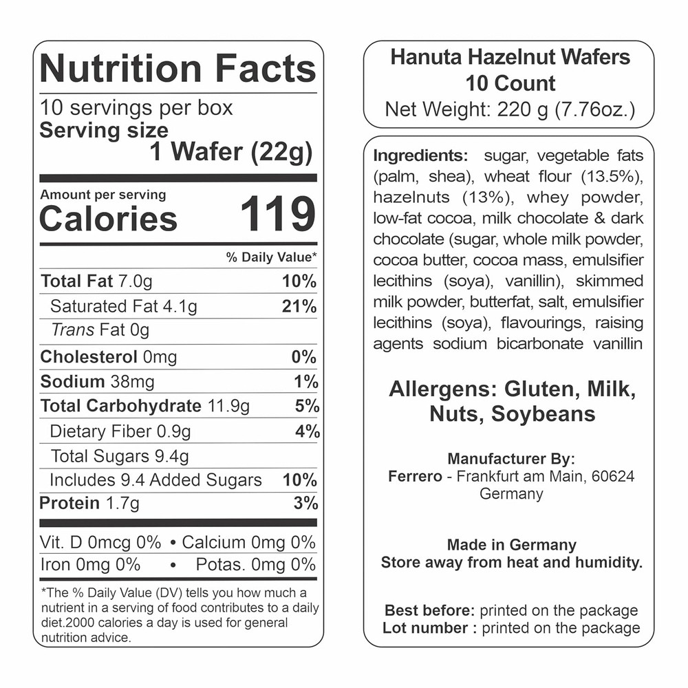 Wafers Filled with Hazelnut Cream (10 Pcs Box)