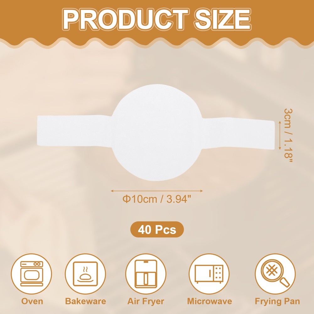 40 Sheets Parchment Paper Rounds, 4" Circle Baking Sheets, White