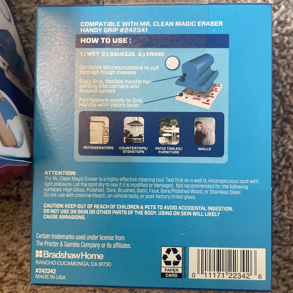Mr. Clean Magic Eraser Handy Grip & 4 Count Refill New Sealed