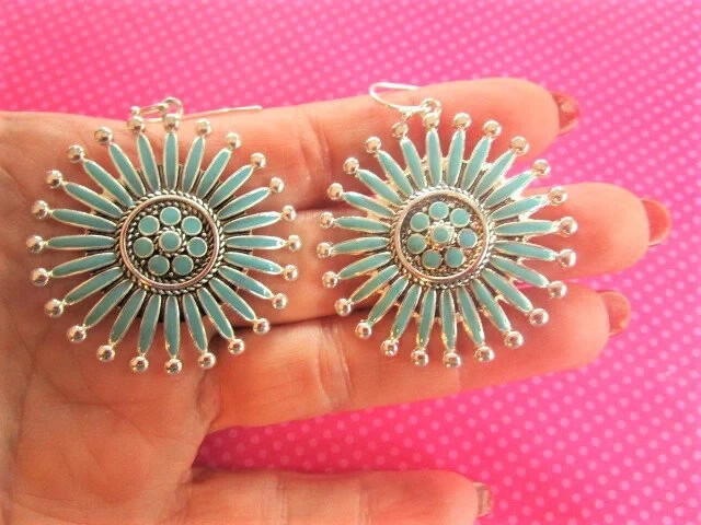 Turquoise sunburst spike earrings