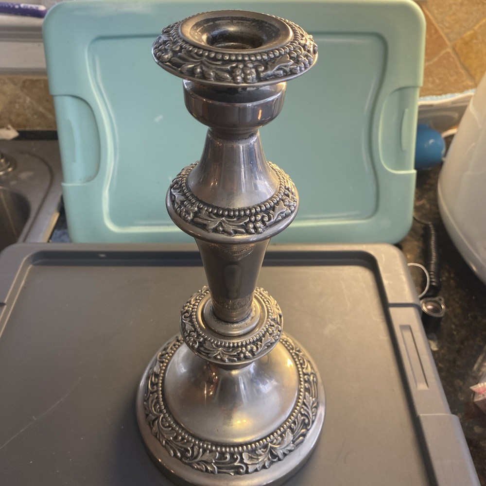 Goldfeder Silver Co Candle Stick Holders Mid Century Ornate Silverplate 12”