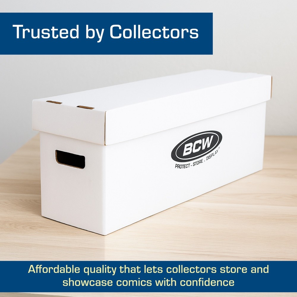 5 Long Comic Book Cardboard Storage Boxes Hold 250-300 Current /Silver + Divider