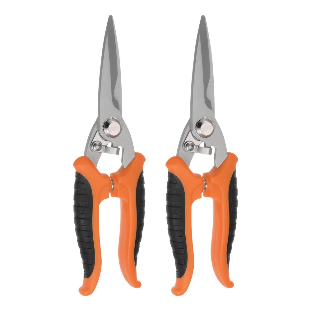 2pcs 8 Inch Industrial Scissors Shears with Orange Black Handle