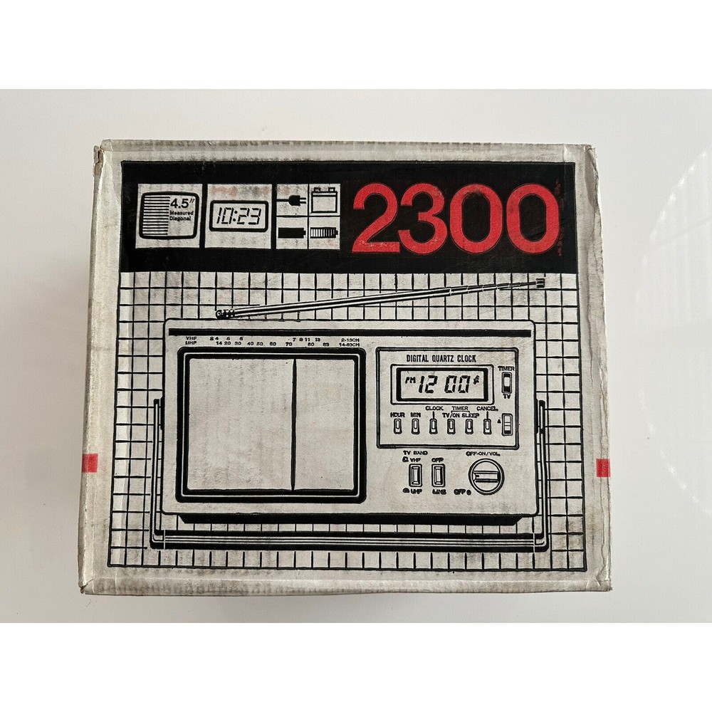 VINTAGE *New* Hitachi K2300 Solid State TV Receiver/Digital Clock