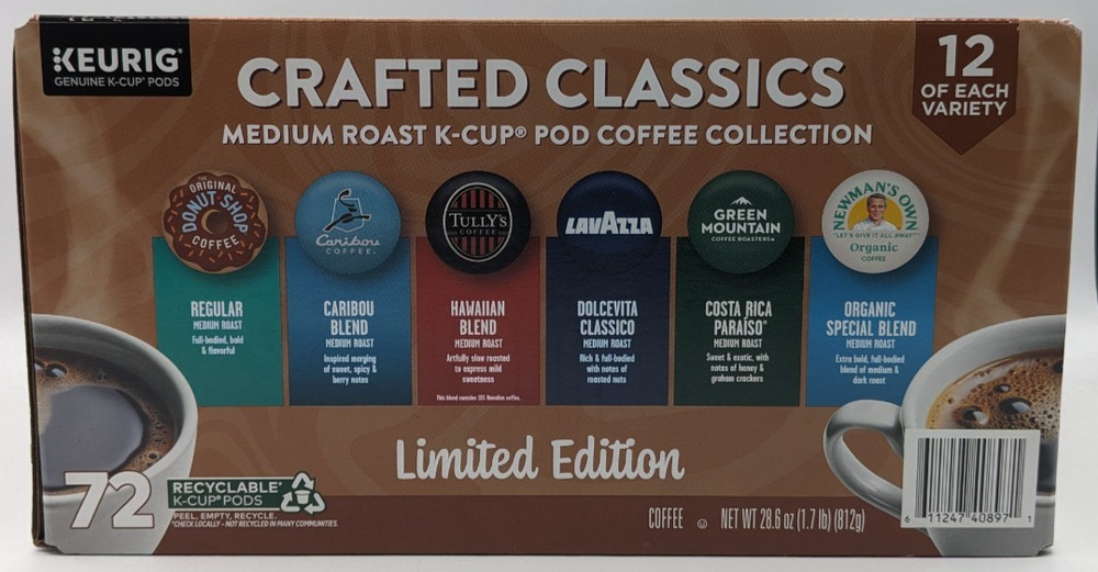 Keurig Crafted Classics Medium Roast Coffee K-Cup Pod Variety Pack 72 count