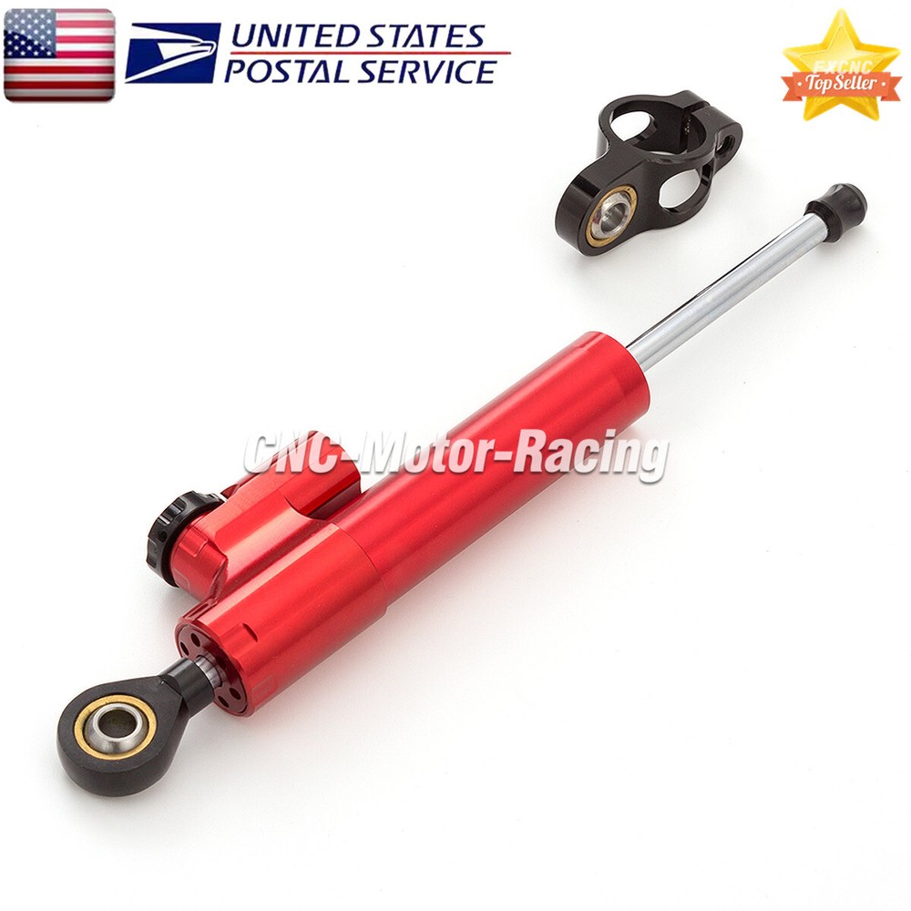 Adjustable CNC Steering Damper Stabilizer Linear Shock Aluminum Motorcycle Red