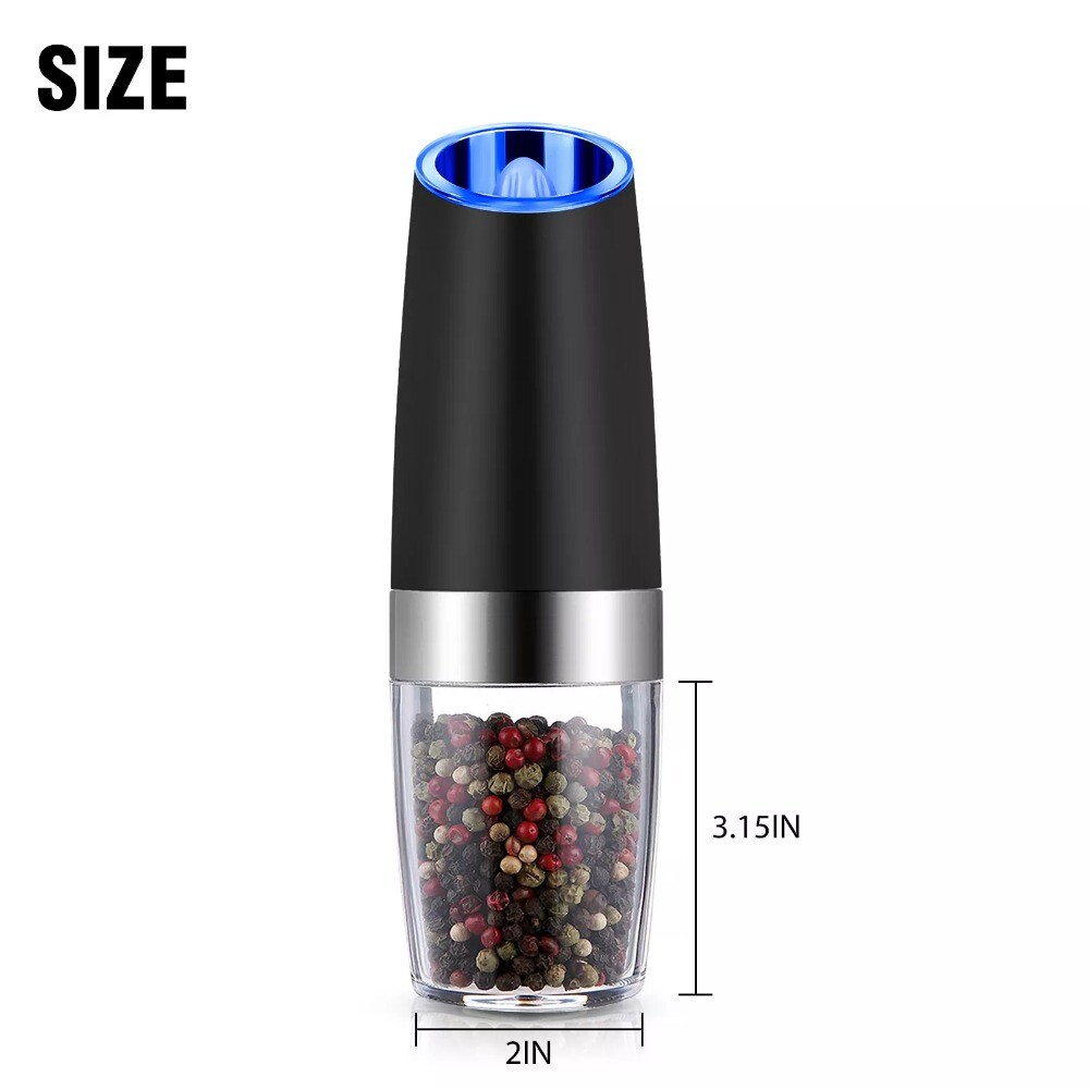Automatic Gravity Electric Salt Pepper Grinder LED Light Adjustable Coarseness