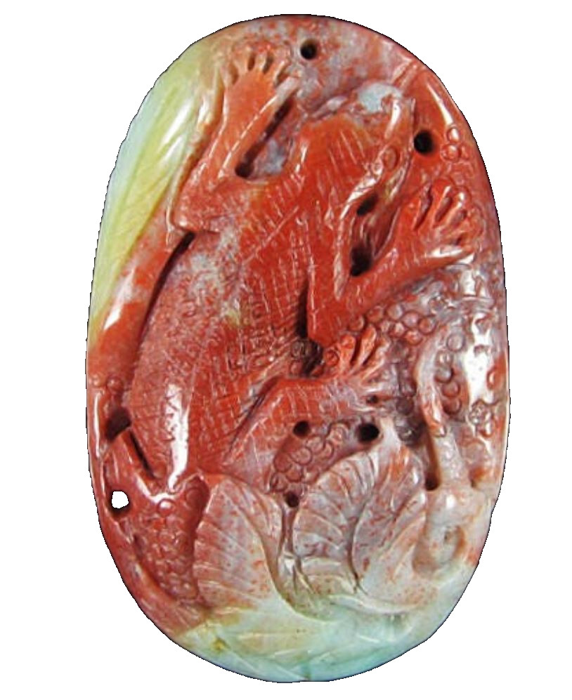 Multi-Color Amazonite carved Lizard pendant