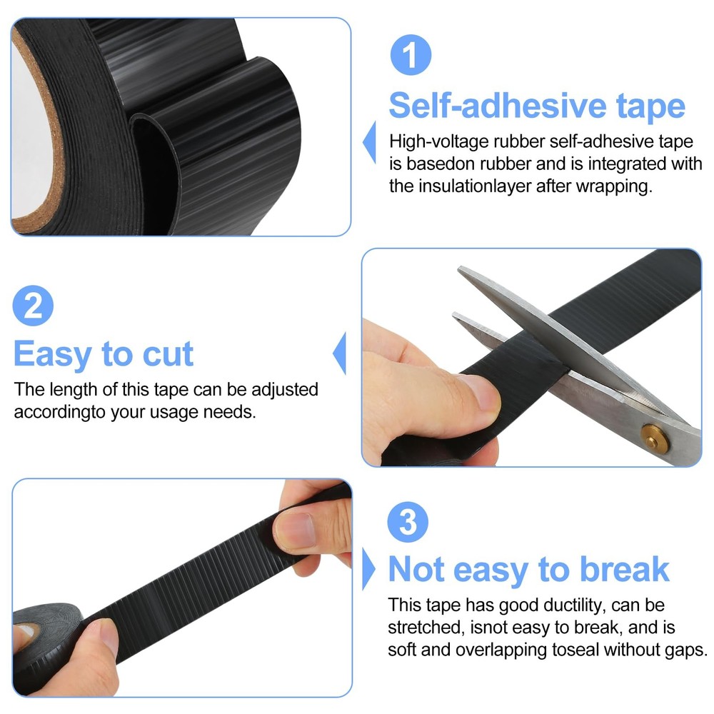 Amentalove 4 Rolls Black Electrical Tape, Self Amalgamating