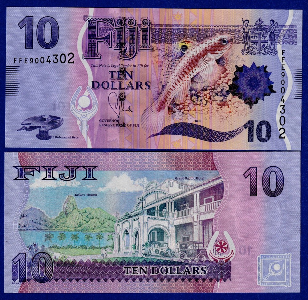 Fiji $10 2012 - P-116  Almost UNC Banknote - Flying Fish