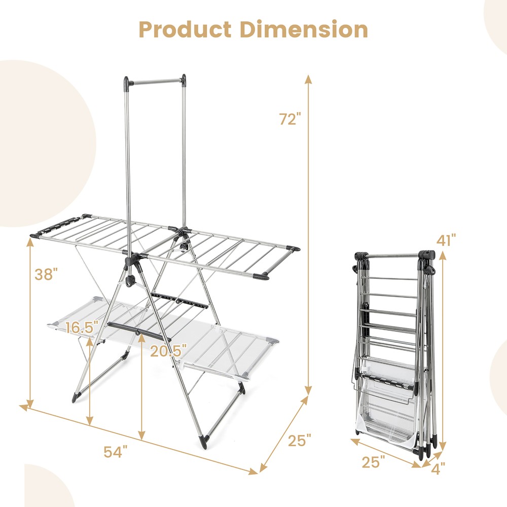 2-Tier Folding Clothes Drying Rack Laundry Drying Rack Laundry Drying Rack Metal