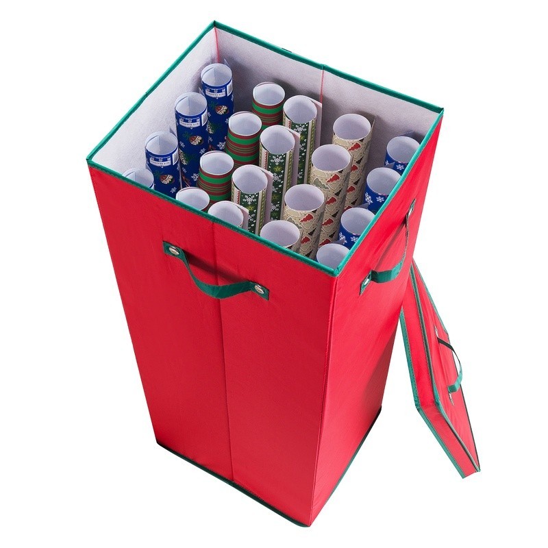 Wrapping Paper Storage Box Organizer Holds 20 Rolls Vertical Gift Wrap Container